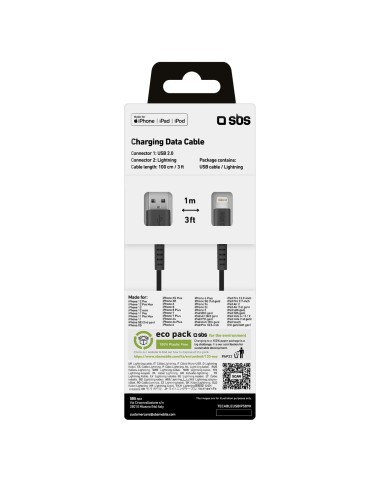 SBS TECABLEUSBIP589K CAVO 1M USB/LIGHTNING NERO