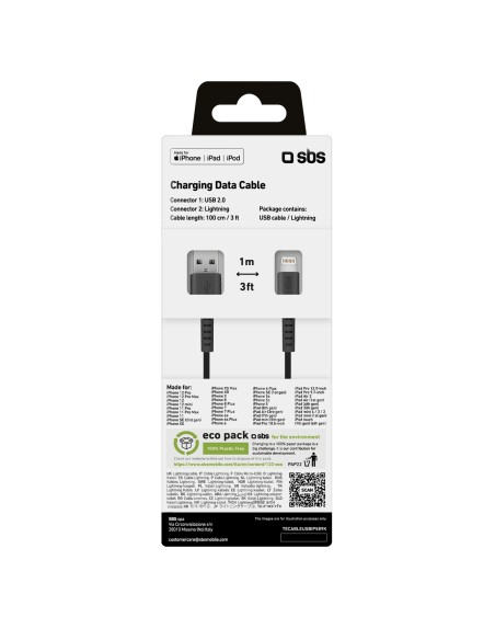 SBS TECABLEUSBIP589K CAVO 1M USB/LIGHTNING NERO