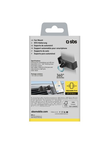 SBS TESUPAIRCLIP SUPPORTO AUTO BOCCHETTA D'AREAZIONE