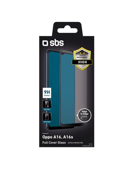 SBS TESCRFCOPA16K OPPO A16 VETRO TEMPERATO CON BORDO NERO