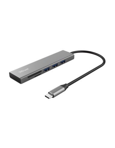 TRUST 24191 HALYX USB-C 3PORT USB 3.2 HUB CARD READER ALLUMINIO