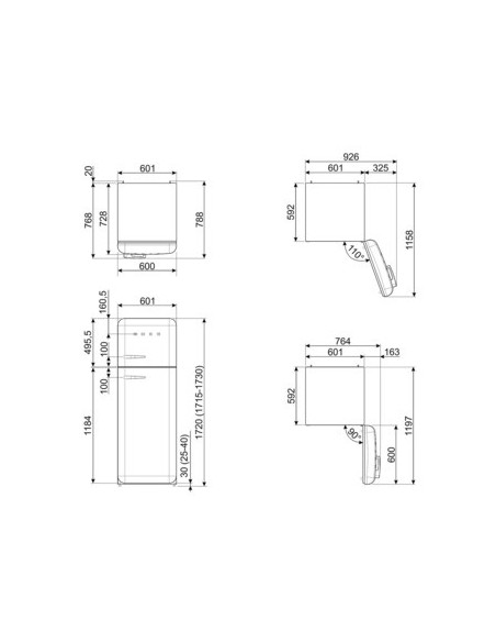 SMEG FAB30RWH5 FRIGO D.P. D ANNI 50 BIANCO CERNIERA DX INVERTER
