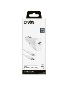 SBS TECRKITPD20LIGW ALIM.AUTO USB 2,1A/USB-C 20W CAVO LIGHTNING/USB-C 2