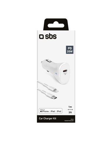 SBS TECRKITPD20LIGW ALIM.AUTO USB 2,1A/USB-C 20W CAVO LIGHTNING/USB-C
