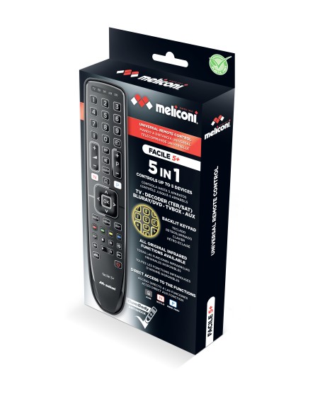 MELICONI FACILE 5+ TELECOMANDO UNIVERSALE 5IN1 RETROILLUMINATO GUMBODY