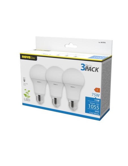 NOVALINE 3G75F2 LED E27 3PACK 11W 6500K L.FREDDA 1080LM GOCCIA