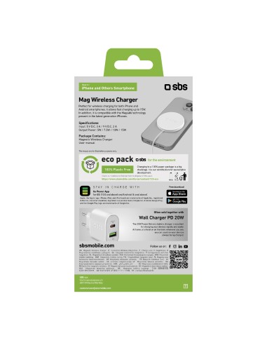 SBS TECBCHGMAGW CARICABATTERIE WIRELESS MAGSAFE BIANCO