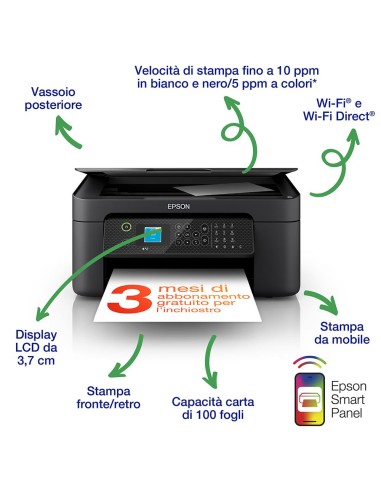 EPSON WF-2910DWF STAMPANTE AIO INKJET4IN1 WIFI/FAX/FRONTERETRO/DISPLAY