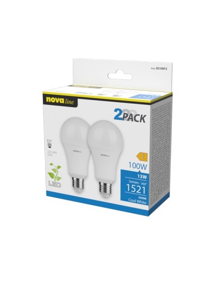 NOVALINE 2G100F2 LED E27 2PACK 13W 6500K L.FREDDA 1521LM GOCCIA
