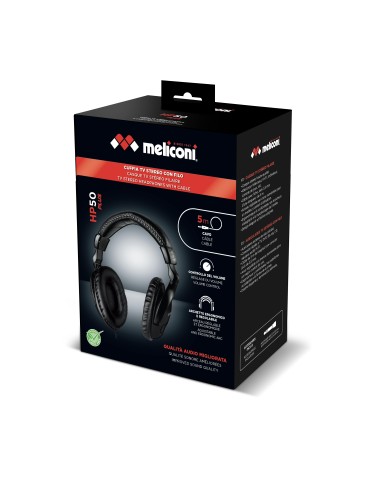 MELICONI HP50+ CUFFIE TV STEREO HI-FI CON CAVO DA 5 METRI JACK 3,5"