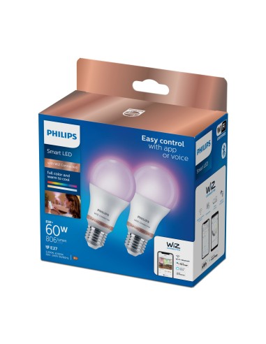 PHILIPS 372764 COLORE X2 8W/60W E27 GOCCIA SMERIGLIATA DIMMER LAMP.CON