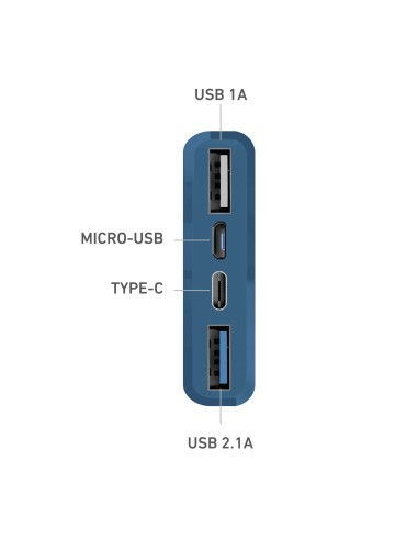 SBS TTBB10000FASTA POWERBANK 10000MAH USB 2,1 A AZZURRO