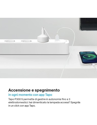 TPLINK TAPO P300 WI-FI MULTIPRESA 3 SCHUKO 10A 2USB 1USB-C GOO/ALE
