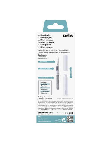 SBS TEEARCLEANSET KIT DI PULIZIA SPUGNA, SPAZZOLINO E PUNTA IN METALLO