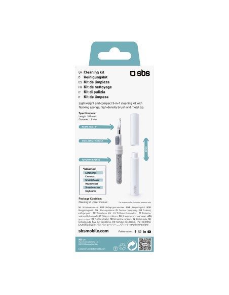 SBS TEEARCLEANSET KIT DI PULIZIA SPUGNA, SPAZZOLINO E PUNTA IN METALLO