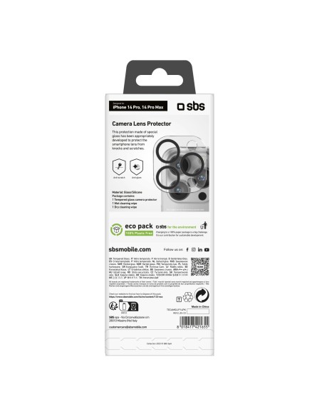 SBS TECAMGLIP14PK IPHONE 14 PRO/14 PRO MAX VETRO TEMPERATO PER LENTI F