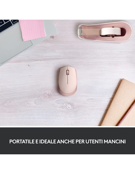 LOGITECH M171 ROSA MOUSE WIRELESS 1000DPI 70,5G