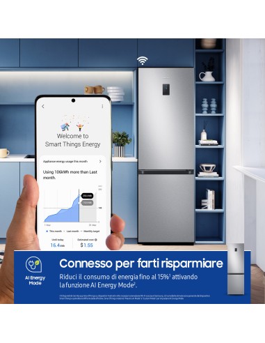 SAMSUNG RB34C675DSA COMB. D TOTAL  NF 344LT H185 SILVER INOX DISPLAY