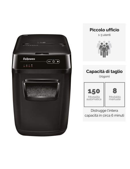 FELLOWES AUTOMAX 150C DISTRUGGI DOCUMENTI A FRAMMENTO 150 FOGLI