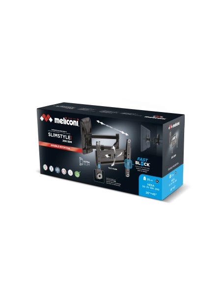 MELICONI SLIMSTYLE PLUS 200SDR NERO STAFFA D.ROTATION 26"/45" 25KG