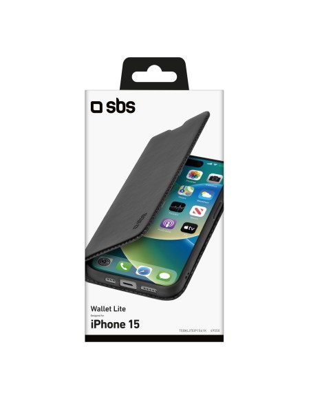 SBS TEBKLITEIP1561K IPHONE 15   CUSTODIA A LIBRO NERO