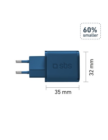 SBS TETRGAN1C20B ALIM.DA RETE GAN USB-C PD 20W BLU