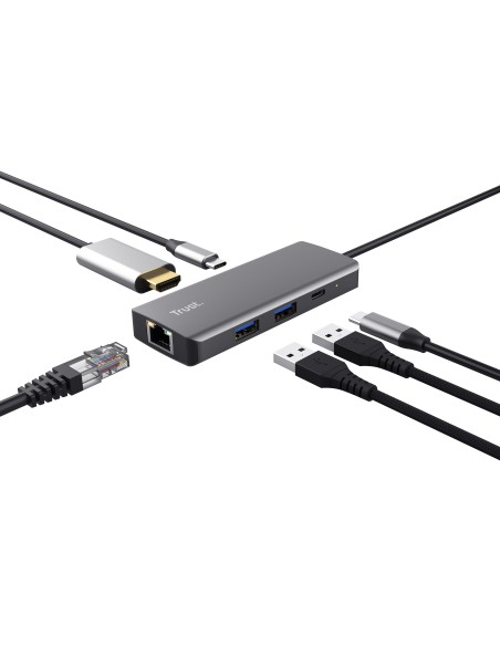 TRUST 24968 USB-C MULTIPORT ADAPTER 6IN1 DALYX ALUMINIUM