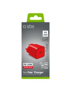 SBS TETRGAN1C20R ALIM.DA RETE GAN USB-C PD 20W ROSSO 2