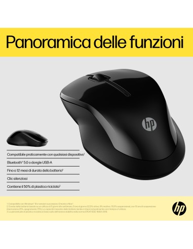 HP 250 MOUSE WIRELESS DUAL MODE NERO