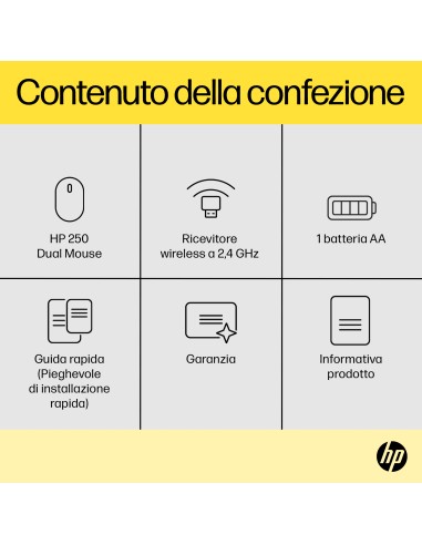 HP 250 MOUSE WIRELESS DUAL MODE NERO
