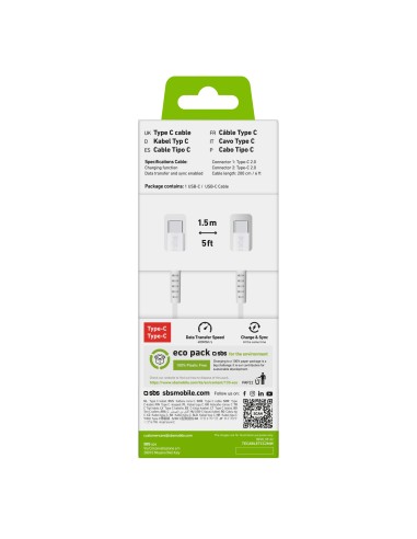 SBS TECABLETCC2MW CAVO USB-C/USB-C 2.0 2M BIANCO
