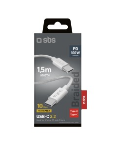 SBS TECABLETISSUETCC32G CAVO USB-C/USB-C 3.2 100W 10GBPS GRIGIO 2