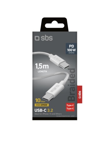 SBS TECABLETISSUETCC32G CAVO USB-C/USB-C 3.2 100W 10GBPS GRIGIO