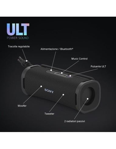 SONY SRS-ULT10B NERO SPEAKER BLUETOOTH IP67 24 ORE AUTONOMIA