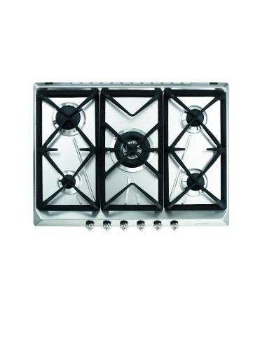 PIANI COTTURA A GAS: vendita online SMEG SRV576GH5 PIANO COTTURA 70CM 5F INOX GRIGLIE GHISA in offerta