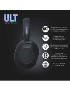 SONY WH-ULT900NB CUFFIA BT NERO ELIMINAZIONE RUMORE DR.40MM AUT.35 ORE 2