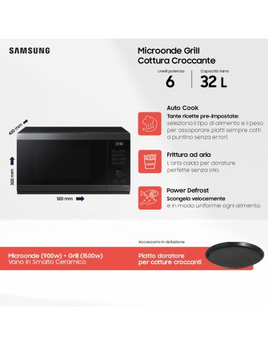 SAMSUNG MG32DG4524CG FORNO MICROONDE 32LT NERO GRILL DISPLAY LED