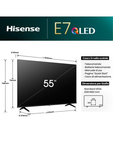 HISENSE 55E79NQ TVC 55" 4K QLED    SMART DOLBY VISION SAT