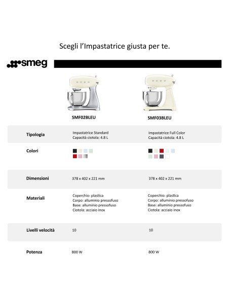 SMEG SMF03WHEU IMPASTATRICE 800W   BIANCO
