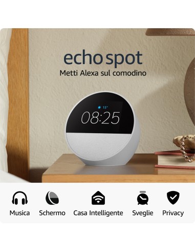 AMAZON ECHO SPOT 2024 OROLOGIO BIANCO SMART SPEAKER