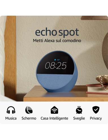 AMAZON ECHO SPOT 2024 OROLOGIO BLU SMART SPEAKER