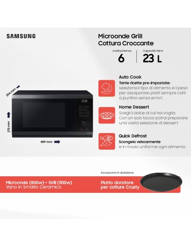 SAMSUNG MG23DG4524CG FORNO MICROONDE 23LT NERO GRILL DISPLAY LED