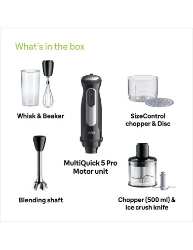 BRAUN MQ55.254M FRULLATORE A IMMERSIONE 1000W 25 VELOCITA' 0,5LT