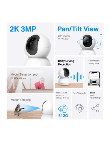 TPLINK TAPO TC71 IP CAM WIFI 2K 3MP DA INTERNO STORAGE MICROSD