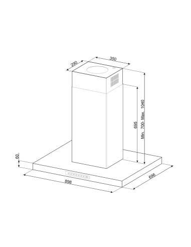 SMEG KICTIS90BL CAPPA A+ 90CM INOX SATINATO DECORATIVA ISOLA 3VEL.