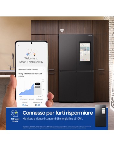 SAMSUNG RF65DG9H0EB1 FRIGO 4PORTE E NF 637LT BLACK FAMILY HUB WIFI