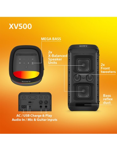 SONY SRSXV500B DIFFUSORE BT 2 VIE AMPLIFICATO USB-IN IPX4 25 ORE AUTON
