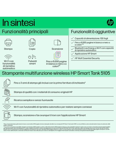 HP SMART TANK 5105 STAMPANTE       AIO 3IN1 WIFI/BIANCA