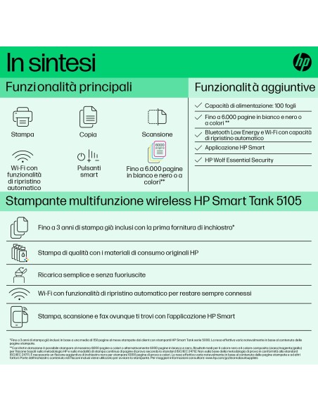 HP SMART TANK 5105 STAMPANTE       AIO 3IN1 WIFI/BIANCA