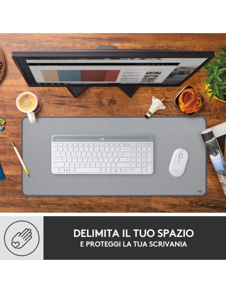 LOGITECH DESK MAT GRIGIO TAPPETINO 70CM X 30CM ANTISCIVOLO